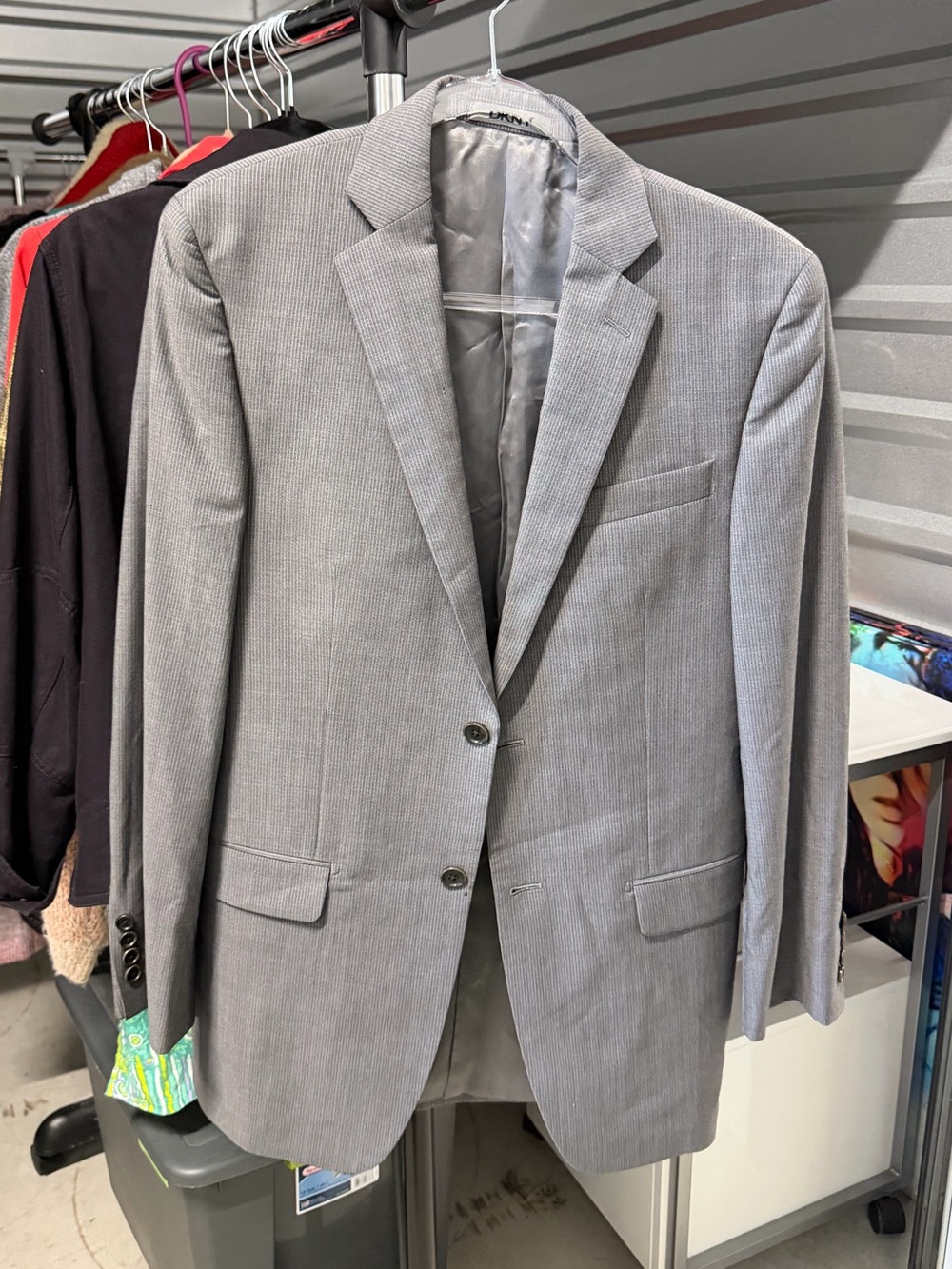 DKNY Light Gray Two-Button Men's Suit Jacket